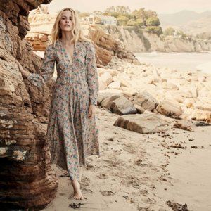 CHARLESTON DRESS -- CREAM LADY BIRD FLORAL XL